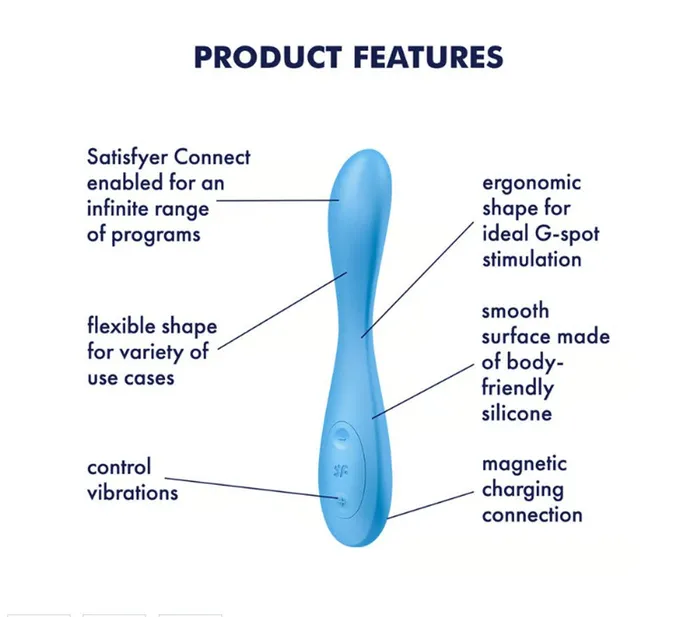 Satisfyer Vibrators Satisfyer GSpot Flex 4 Connect App Multi Vibrator Blue Satisfyer Vibrators Satisfyer GSpot Flex 4 Connect App Multi Vibrator Blue