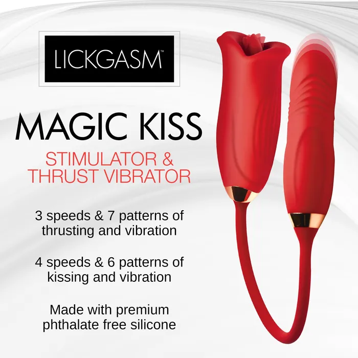 Female Sex Toys XR Brands Magic Kiss Clitoral Stimulator With Thrusting Vibrator